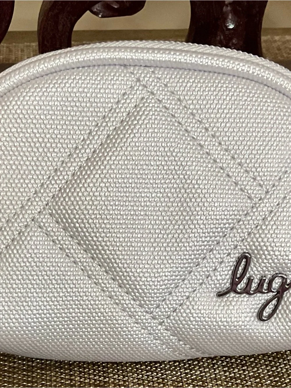Lug Stash RFID Pouch. Matte Luxe Vegan Leather. Metallic Silver.